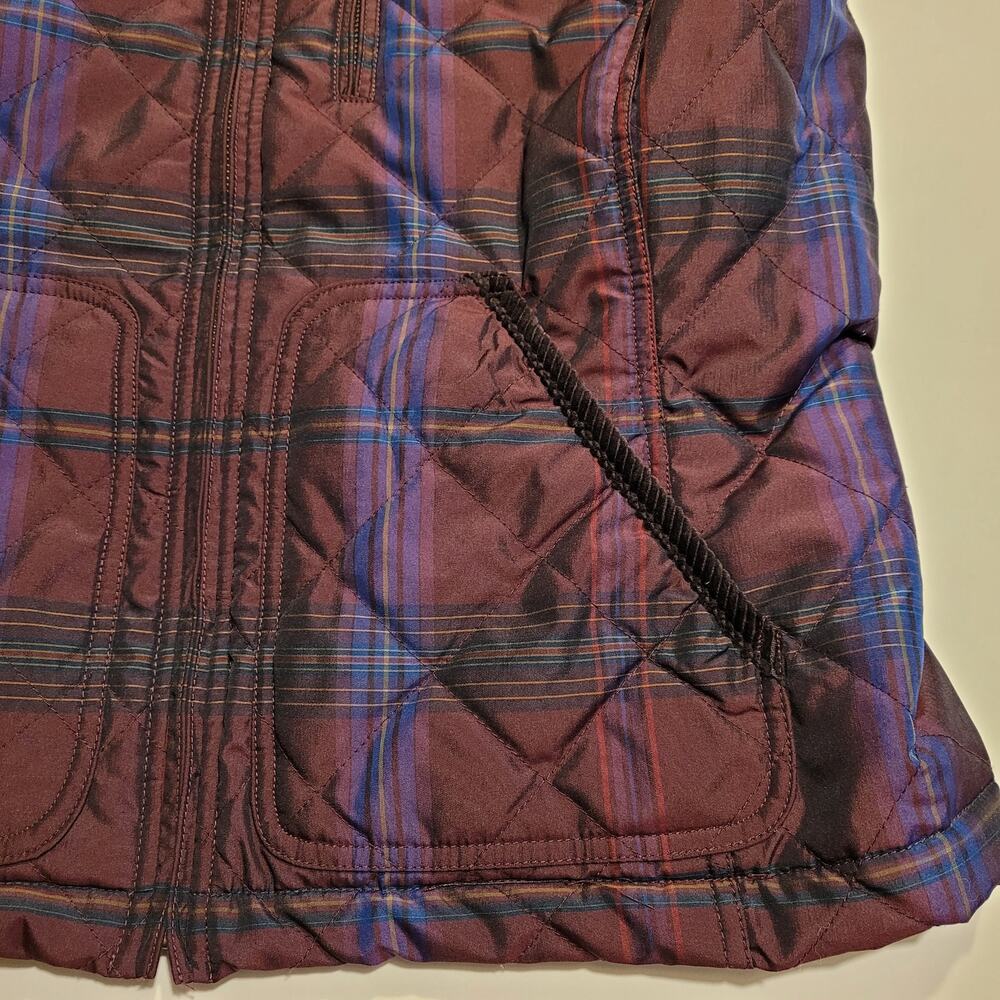 Lauren Ralph Lauren Puffer Vest Quilted Plaid Burgundy Purple size Large - Picture 7 of 14